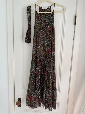 A.L.C. high neck midi belted floral dress